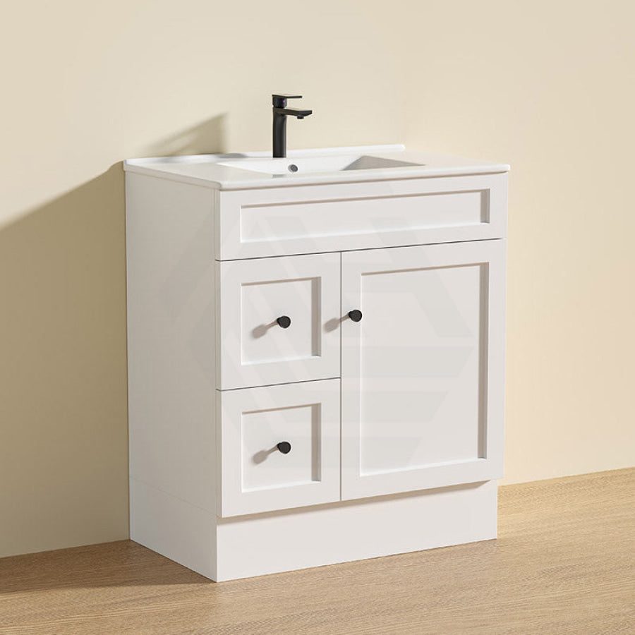 600 - 1500Mm Harrington Freestanding Vanity With Kickboard Matt White Pvc Cabinet Only & Ceramic