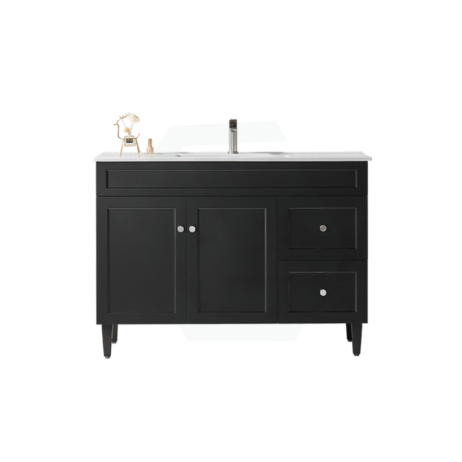 600-1500Mm Harrington Freestanding Vanity With Legs Matt Black Pvc Cabinet Only & Ceramic Top