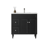 600-1500Mm Harrington Freestanding Vanity With Legs Matt Black Pvc Cabinet Only & Ceramic Top