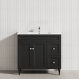 600-1500Mm Harrington Freestanding Vanity With Legs Matt Black Pvc Cabinet Only & Ceramic Top