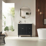 600-1500Mm Harrington Freestanding Vanity With Legs Matt Black Pvc Cabinet Only & Ceramic Top