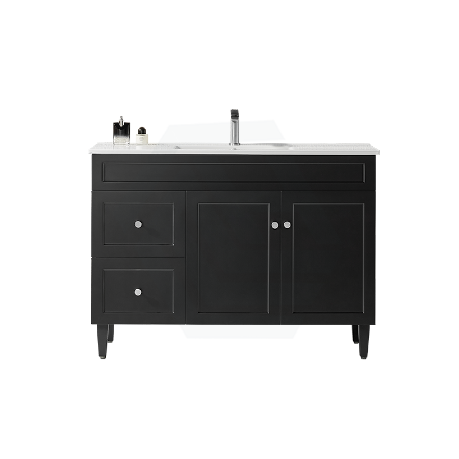 600-1500Mm Harrington Freestanding Vanity With Legs Matt Black Pvc Cabinet Only & Ceramic Top