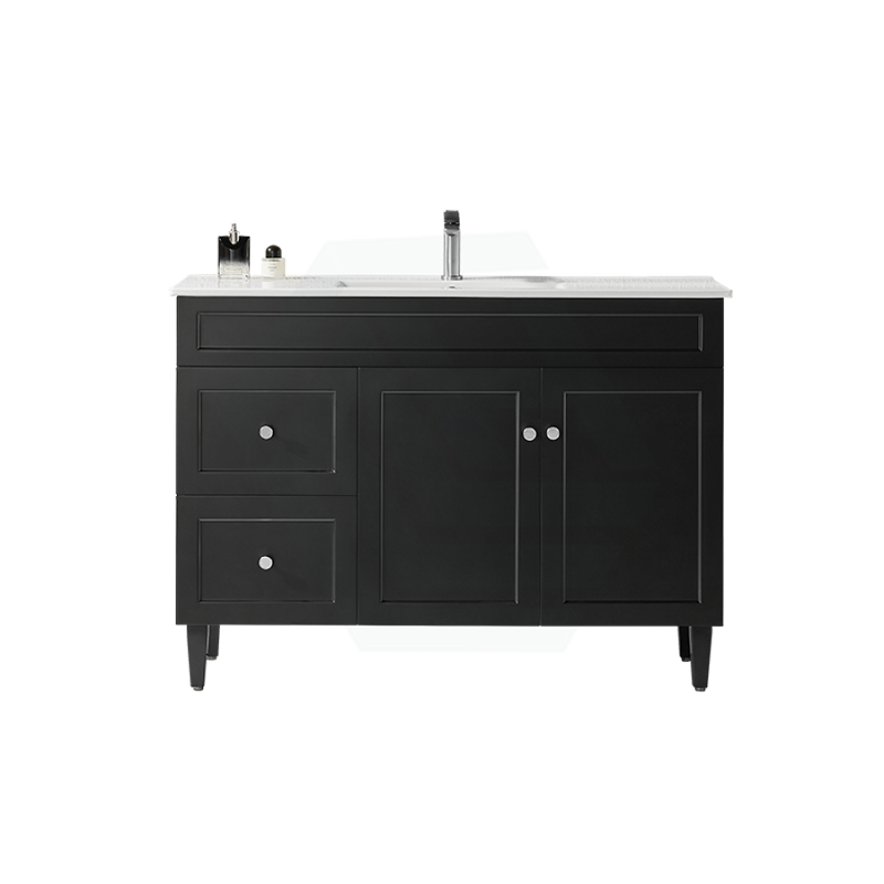 600-1500Mm Harrington Freestanding Vanity With Legs Matt Black Pvc Cabinet Only & Ceramic Top