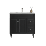 600-1500Mm Harrington Freestanding Vanity With Legs Matt Black Pvc Cabinet Only & Ceramic Top