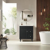 600-1500Mm Harrington Freestanding Vanity With Legs Matt Black Pvc Cabinet Only & Ceramic Top