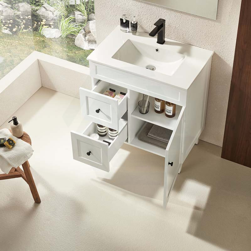 600-1500Mm Harrington Freestanding Vanity With Legs Matt White Pvc Cabinet Only & Ceramic Top