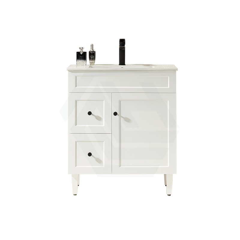 600-1500Mm Harrington Freestanding Vanity With Legs Matt White Pvc Cabinet Only & Ceramic Top