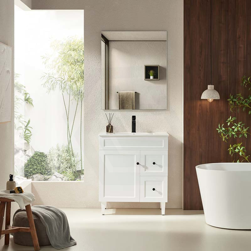 600-1500Mm Harrington Freestanding Vanity With Legs Matt White Pvc Cabinet Only & Ceramic Top