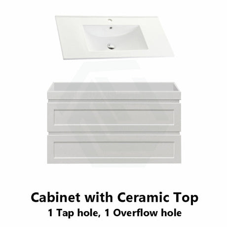 882X450X550Mm Hawaii Wall Hung Bathroom Floating Vanity Matt White Shaker Hampton Style 2 Drawers