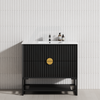 600-1500Mm Kingo Freestanding Plywood Vanity Matt Black Linear Surface Single/Double Bowls Cabinet