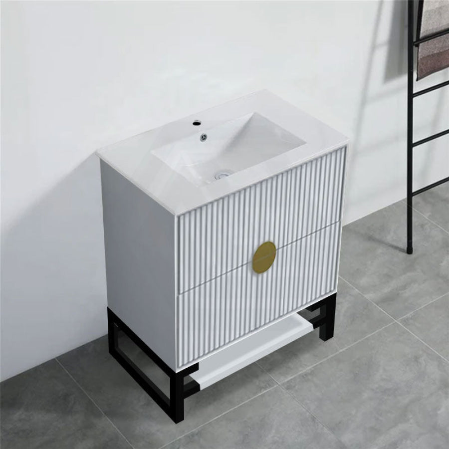 600-1500Mm Kingo Freestanding Plywood Vanity White Linear Surface Single/Double Bowls Cabinet Only