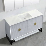 600-1500Mm Kingo Freestanding Plywood Vanity White Linear Surface Single/Double Bowls Cabinet Only