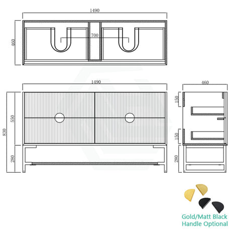 600-1500Mm Kingo Freestanding Plywood Vanity White Linear Surface Single/Double Bowls Cabinet Only