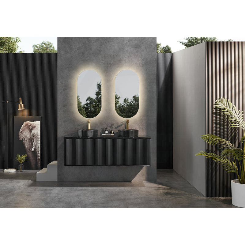 600-1500Mm Kirribilli Wall Hung Bathroom Vanity Matt Black Pvc Board Cabinet Only&Ceramic Top