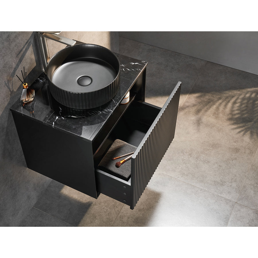 600-1500Mm Kirribilli Wall Hung Bathroom Vanity Matt Black Pvc Board Cabinet Only&Ceramic Top