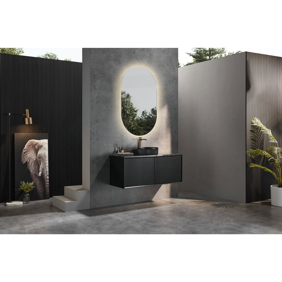 600-1500Mm Kirribilli Wall Hung Bathroom Vanity Matt Black Pvc Board Cabinet Only&Ceramic Top