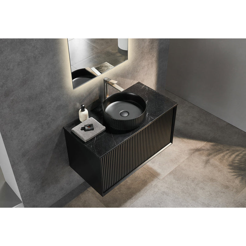 600-1500Mm Kirribilli Wall Hung Bathroom Vanity Matt Black Pvc Board Cabinet Only&Ceramic Top