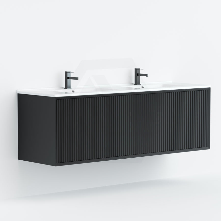 600-1500Mm Kirribilli Wall Hung Bathroom Vanity Matt Black Pvc Board Cabinet Only&Ceramic Top