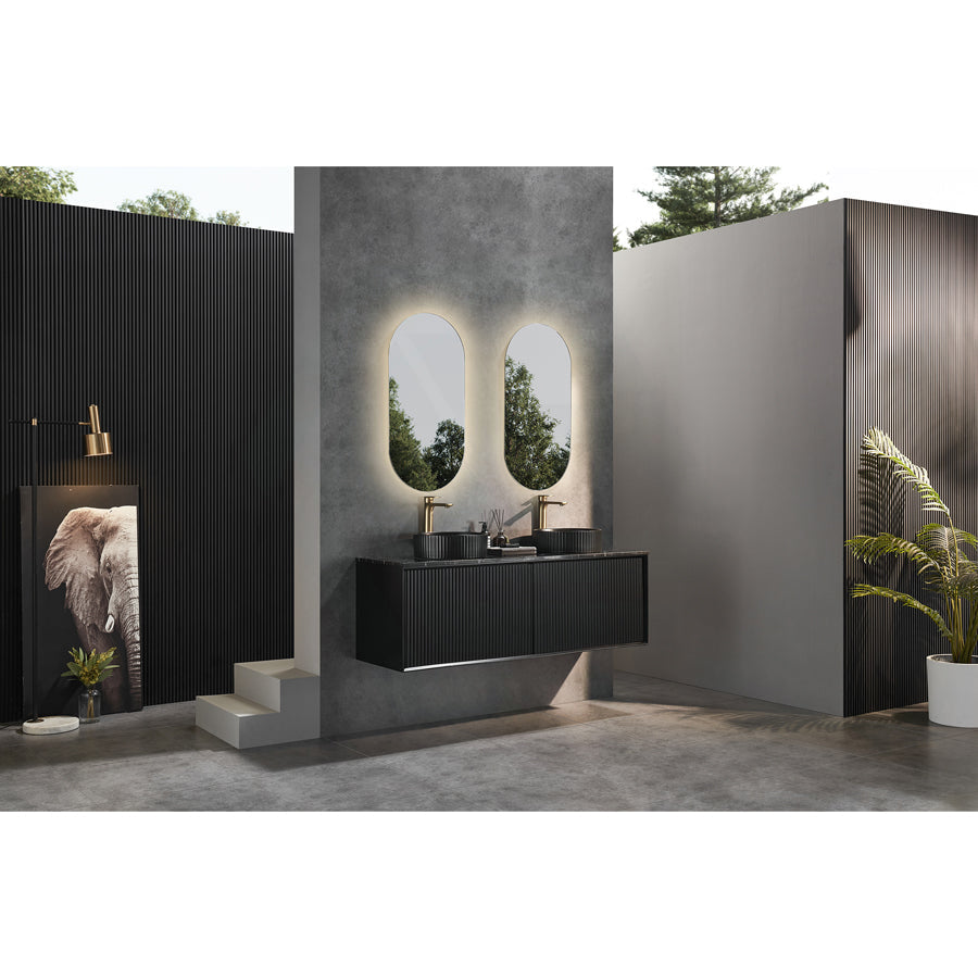 600-1500Mm Kirribilli Wall Hung Bathroom Vanity Matt Black Pvc Board Cabinet Only&Ceramic Top