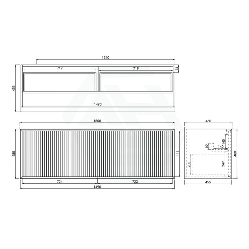 600-1500Mm Kirribilli Wall Hung Bathroom Vanity Matt White Pvc Board Cabinet Only&Ceramic Top