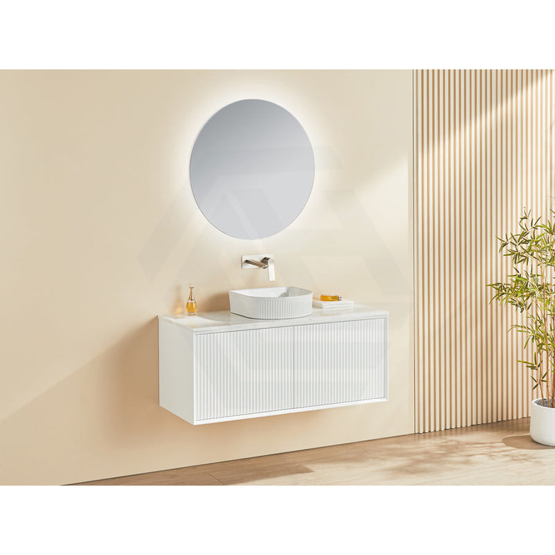 600-1500Mm Kirribilli Wall Hung Bathroom Vanity Matt White Pvc Board Cabinet Only&Ceramic Top