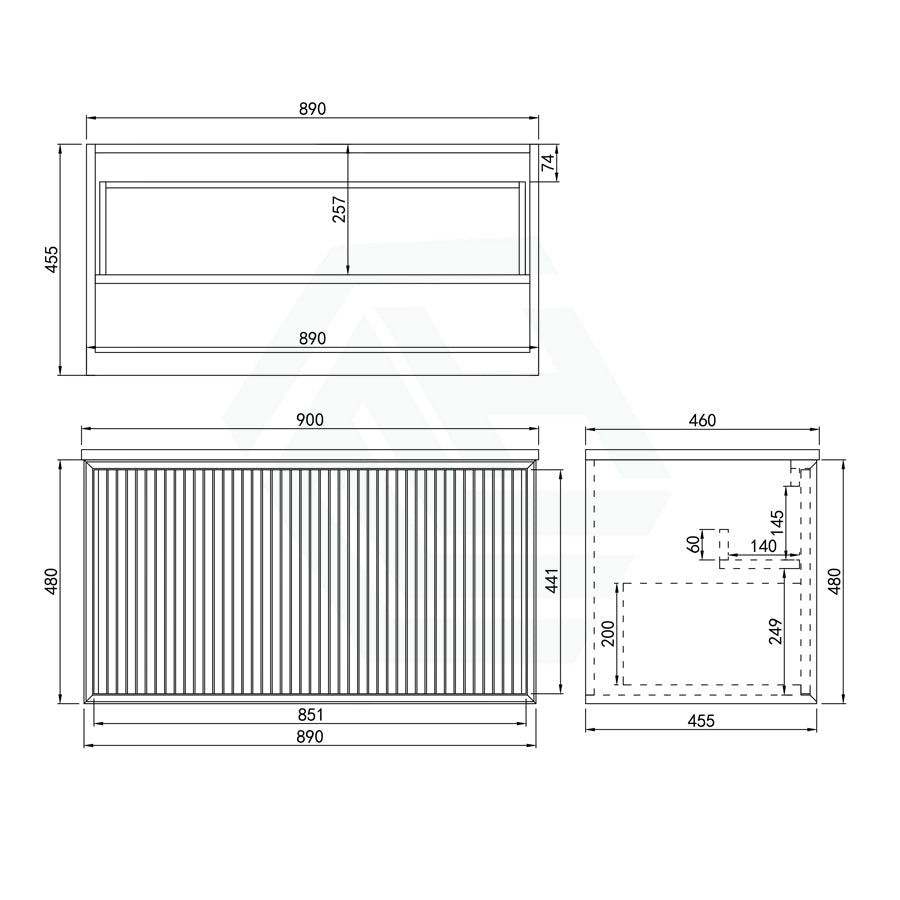 600-1500Mm Kirribilli Wall Hung Bathroom Vanity Matt White Pvc Board Cabinet Only&Ceramic Top