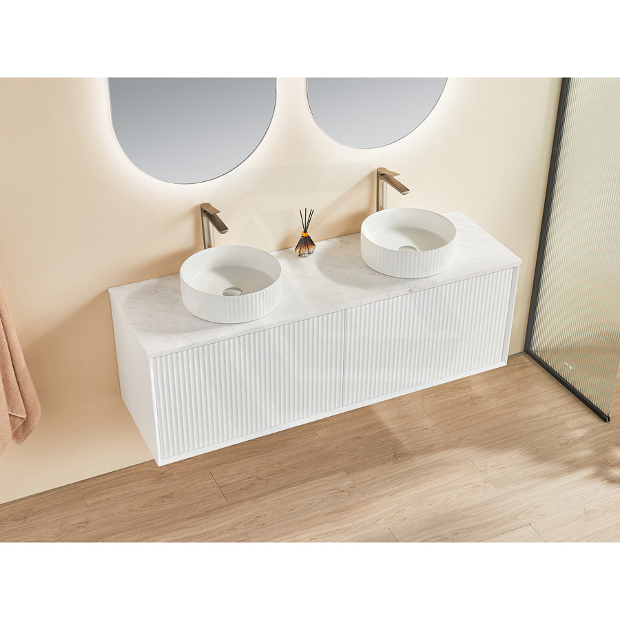 600-1500Mm Kirribilli Wall Hung Bathroom Vanity Matt White Pvc Board Cabinet Only&Ceramic Top