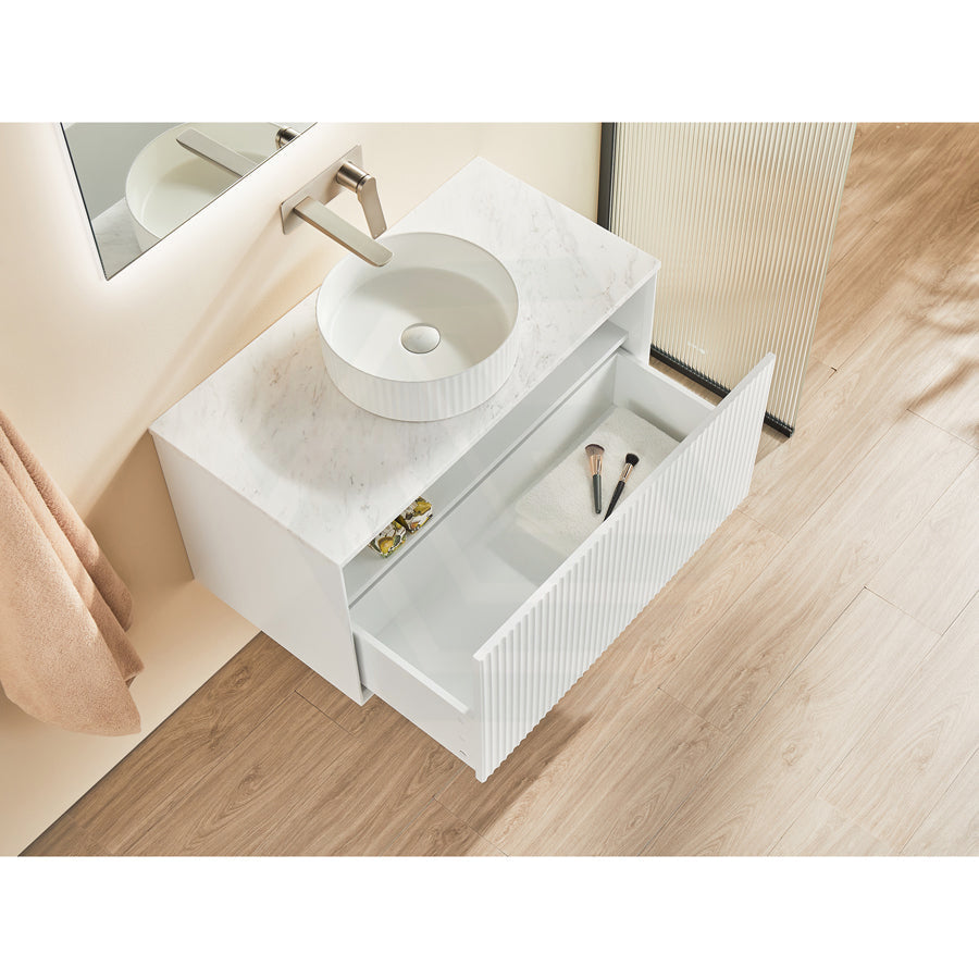 600-1500Mm Kirribilli Wall Hung Bathroom Vanity Matt White Pvc Board Cabinet Only&Ceramic Top