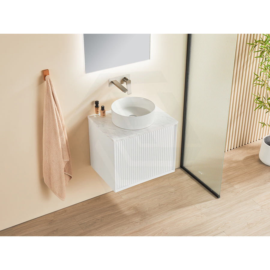 600-1500Mm Kirribilli Wall Hung Bathroom Vanity Matt White Pvc Board Cabinet Only&Ceramic Top