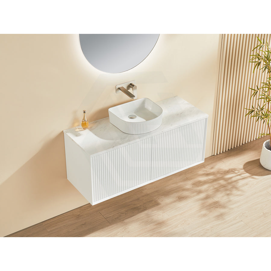 600-1500Mm Kirribilli Wall Hung Bathroom Vanity Matt White Pvc Board Cabinet Only&Ceramic Top