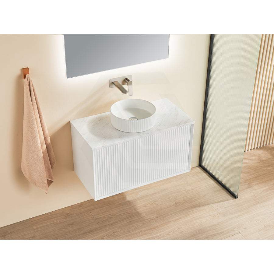 600-1500Mm Kirribilli Wall Hung Bathroom Vanity Matt White Pvc Board Cabinet Only&Ceramic Top