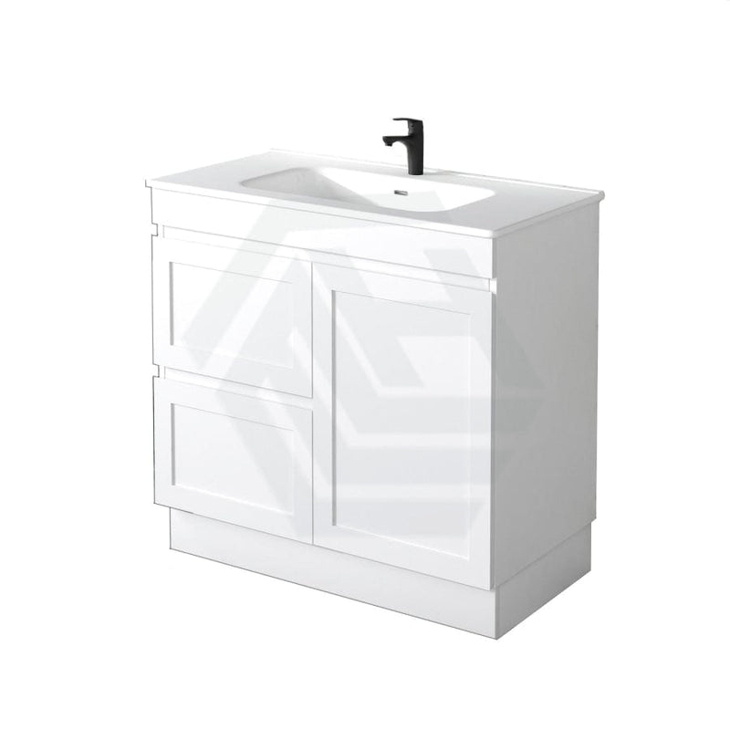 600-1500Mm Miami Freestanding With Kickboard Bathroom Vanity Matt White Shaker Hampton Style Left /