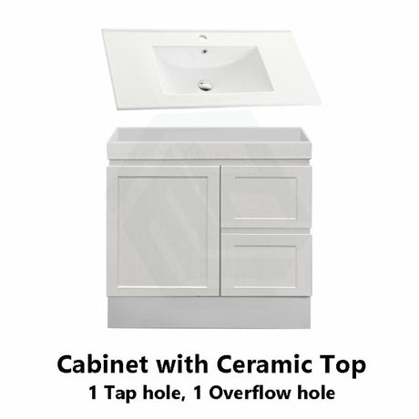 600-1500Mm Miami Freestanding With Kickboard Bathroom Vanity Matt White Shaker Hampton Style Left /