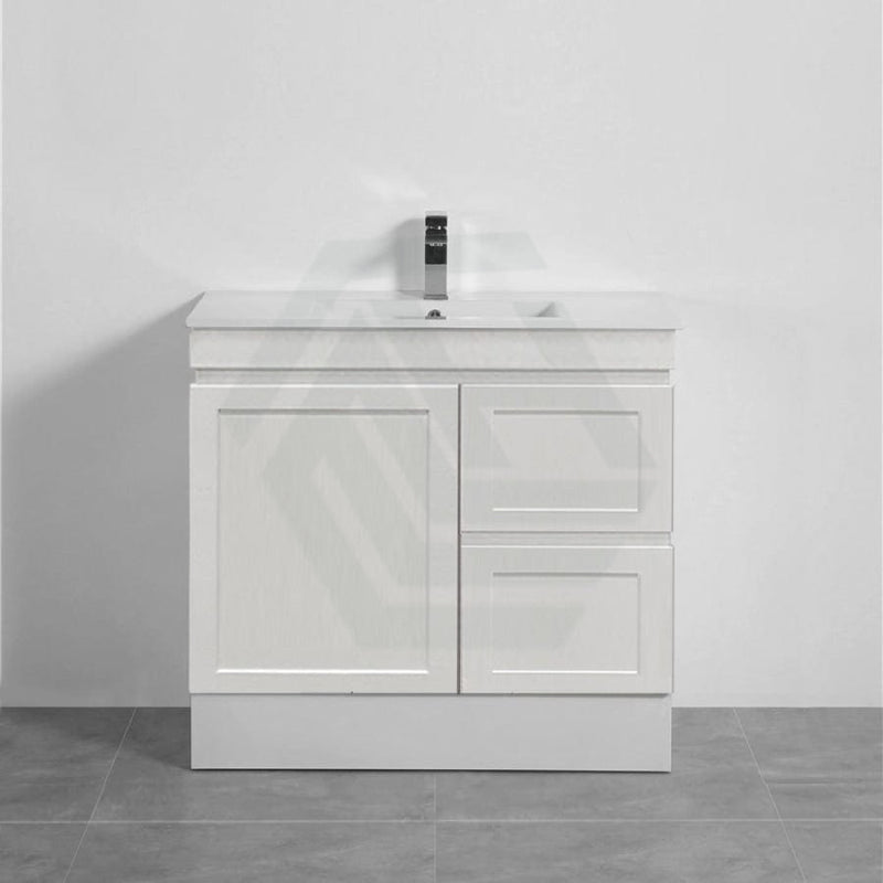 600-1500Mm Miami Freestanding With Kickboard Bathroom Vanity Matt White Shaker Hampton Style Left /