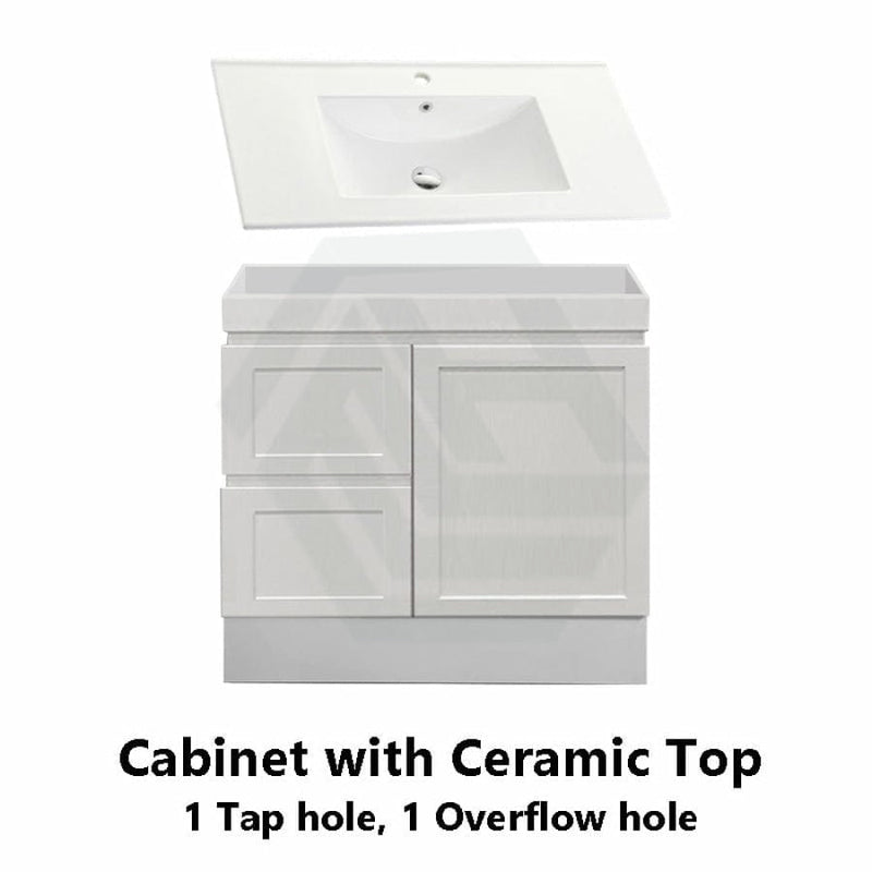 600-1500Mm Miami Freestanding With Kickboard Bathroom Vanity Matt White Shaker Hampton Style Left /