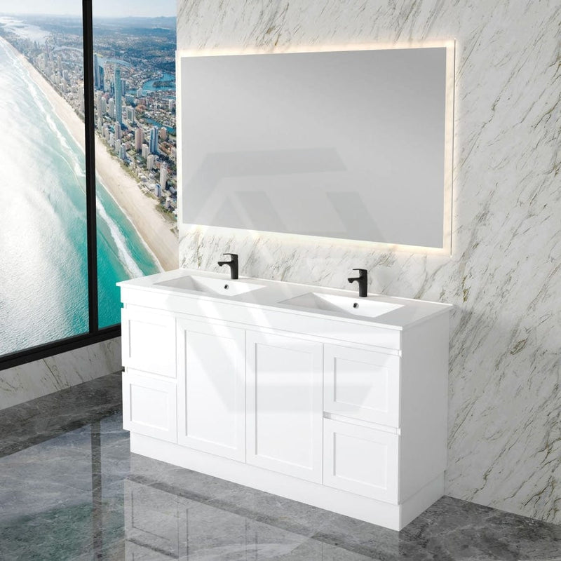 600-1500Mm Miami Freestanding With Kickboard Bathroom Vanity Matt White Shaker Hampton Style Left /