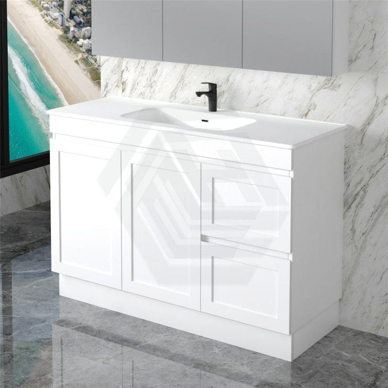 600-1500Mm Miami Freestanding With Kickboard Bathroom Vanity Matt White Shaker Hampton Style Left /