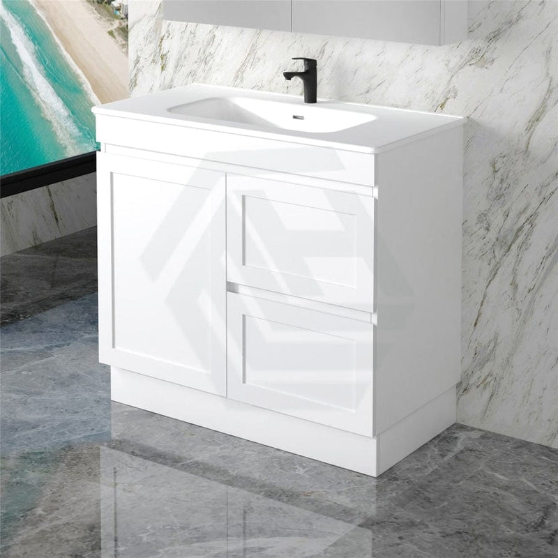 600-1500Mm Miami Freestanding With Kickboard Bathroom Vanity Matt White Shaker Hampton Style Left /