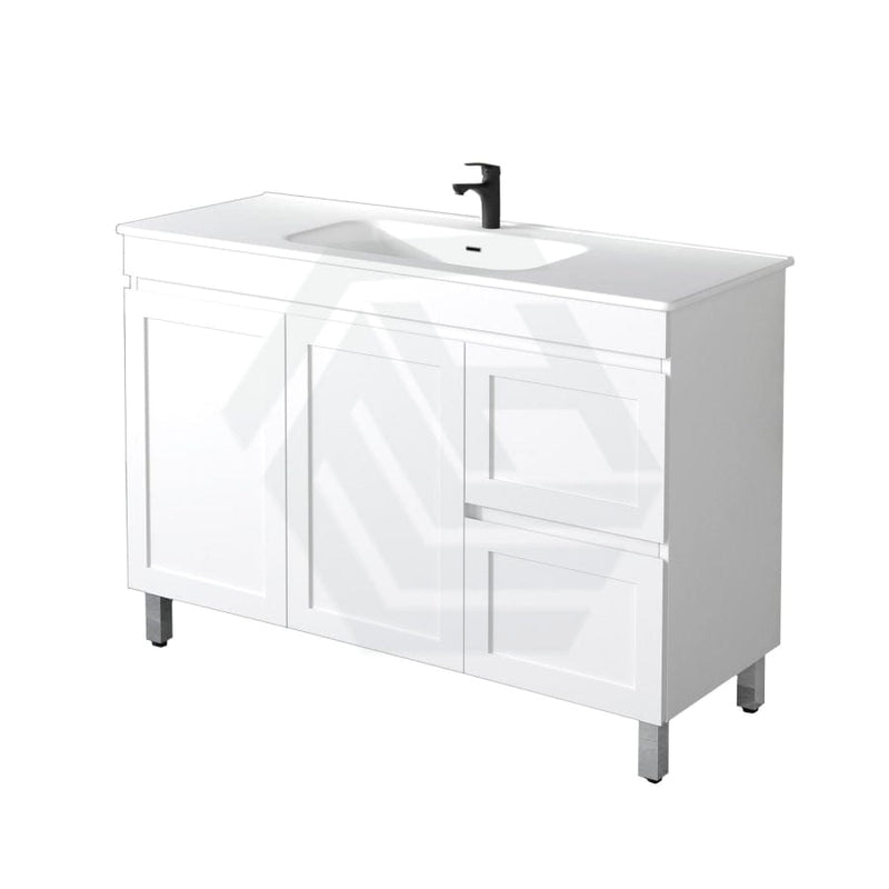 600-1500Mm Miami Freestanding With Legs Bathroom Vanity Matt White Shaker Hampton Style Left / Right