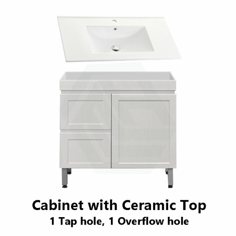 882X450X820Mm Miami Freestanding With Legs Bathroom Vanity Matt White Shaker Hampton Style Left /