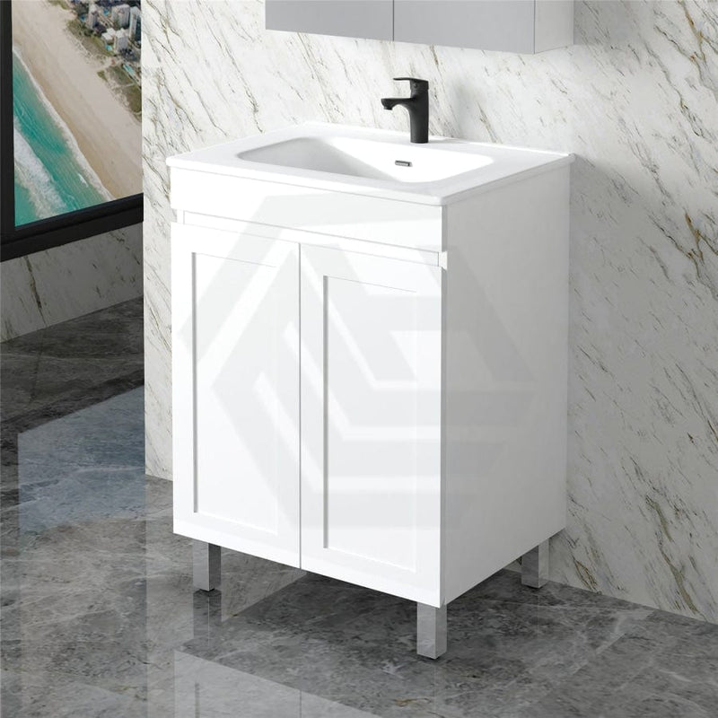 600-1500Mm Miami Freestanding With Legs Bathroom Vanity Matt White Shaker Hampton Style Left / Right