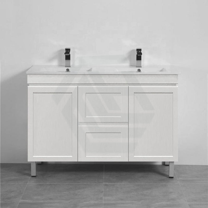 600-1500Mm Miami Freestanding With Legs Bathroom Vanity Matt White Shaker Hampton Style Left / Right