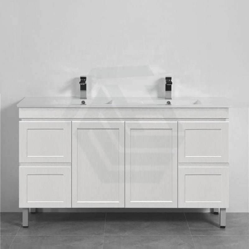 600-1500Mm Miami Freestanding With Legs Bathroom Vanity Matt White Shaker Hampton Style Left / Right