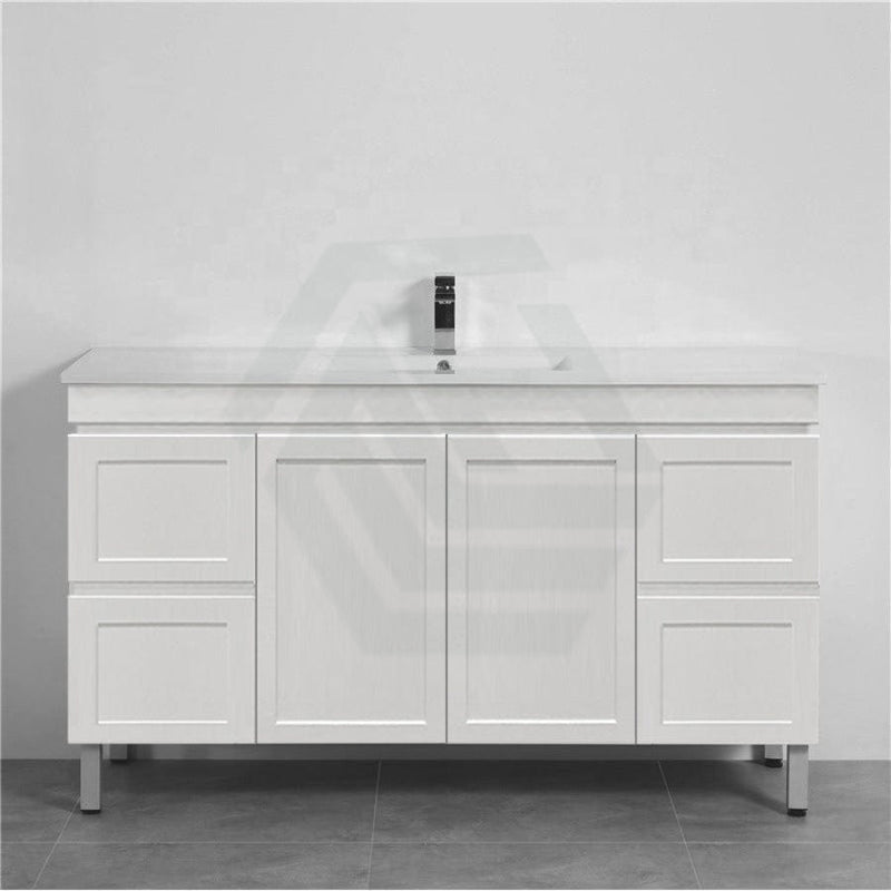 600-1500Mm Miami Freestanding With Legs Bathroom Vanity Matt White Shaker Hampton Style Left / Right