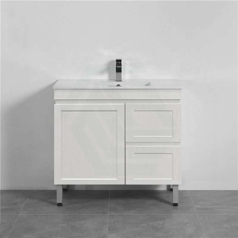 882X450X820Mm Miami Freestanding With Legs Bathroom Vanity Matt White Shaker Hampton Style Left /