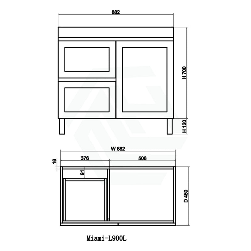 600-1500Mm Miami Plywood Freestanding With Legs Bathroom Vanity Matt White Shaker Hampton Style