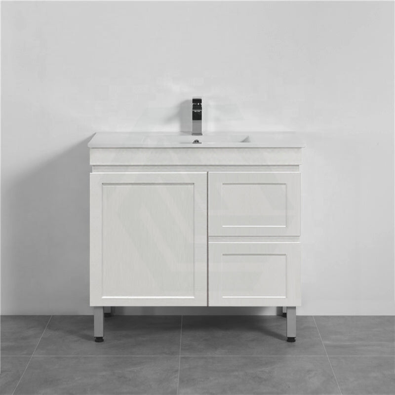 600-1500Mm Miami Plywood Freestanding With Legs Bathroom Vanity Matt White Shaker Hampton Style