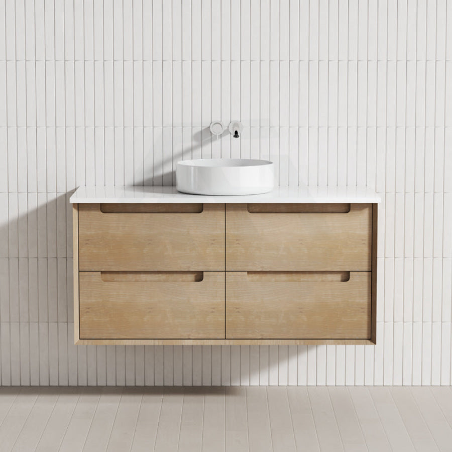 600-1500Mm Moreno Wall Hung Vanity Natural Timber Grains Cabinet Only & Stone Top Available For