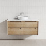 600-1500Mm Moreno Wall Hung Vanity Natural Timber Grains Cabinet Only & Stone Top Available For