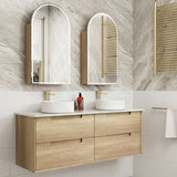 600 - 1500Mm Moreno Wall Hung Vanity Natural Timber Grains Cabinet Only & Stone Top Available For